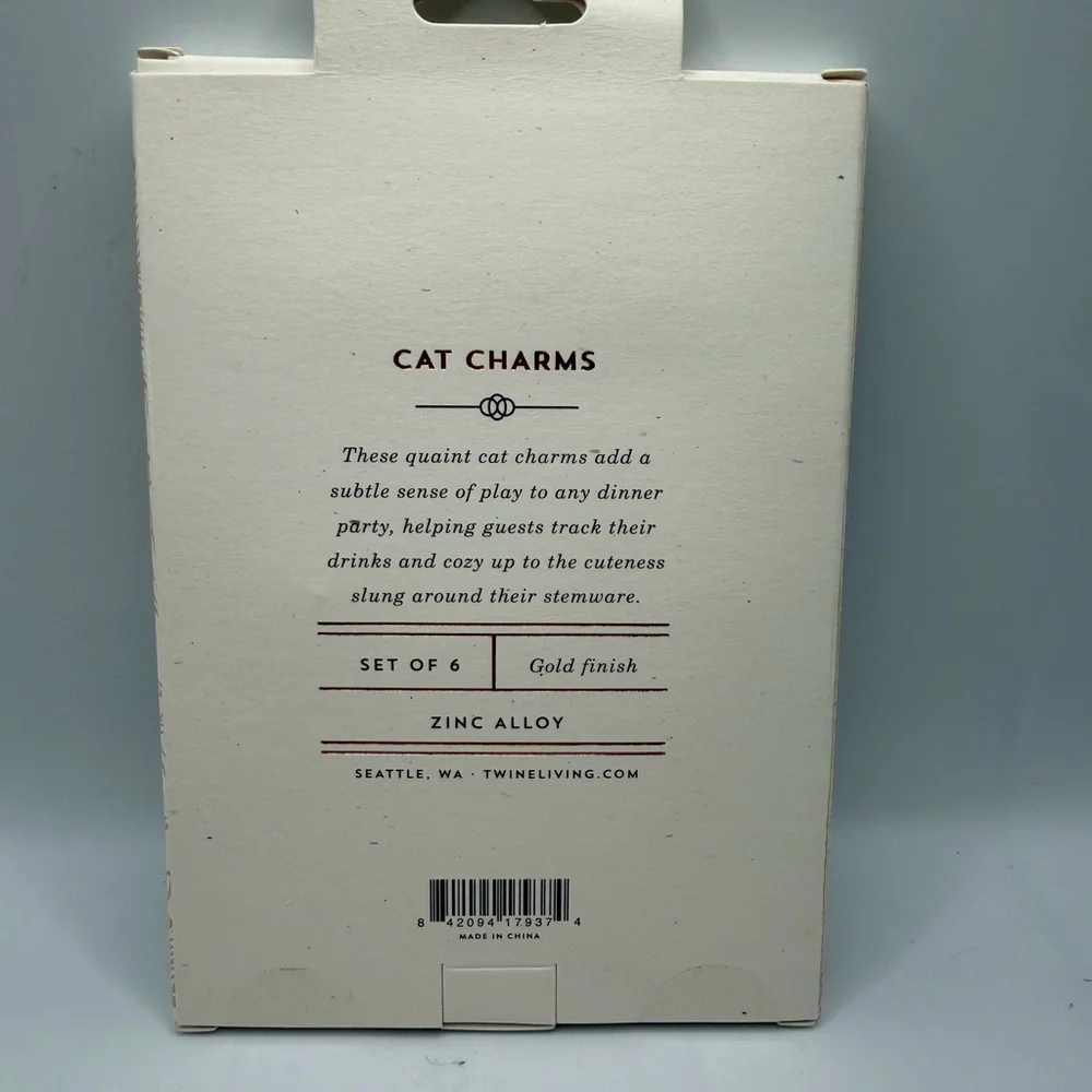 Gold Cat Charms Twine Living Co 6pc